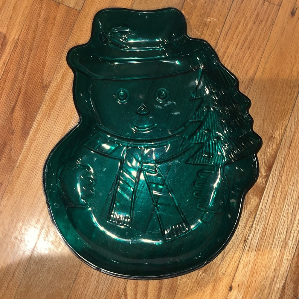 Snowman plastic tray for cookies candies crackers nut cheese plate